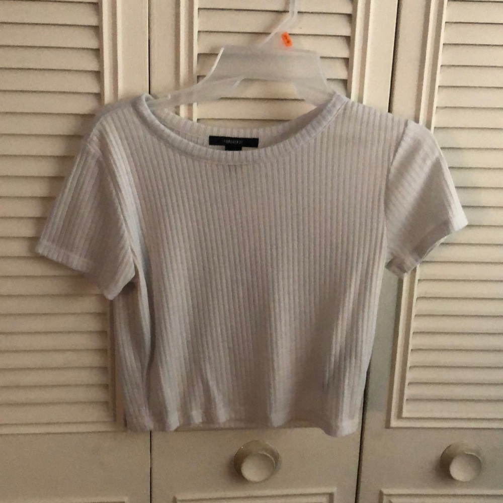 light blue crop top